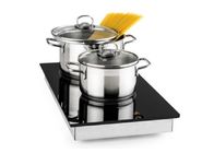 Domino Black Crystal Glass Touch Control Ceramic Hob with 2 Burners