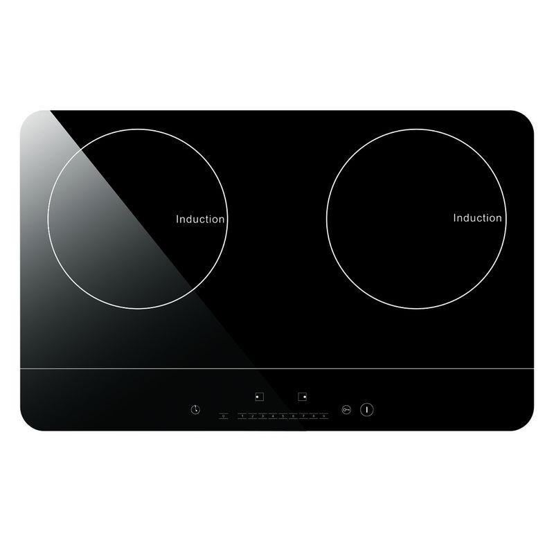 Metal Shell Crystal Glass Double Cooktop Induction